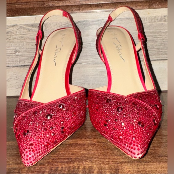 Cute 🥰 Betsey Johnson SB-Rocky Red Rhinestone Slingback pumps 👠 Size 7 1/2 - Picture 15 of 15